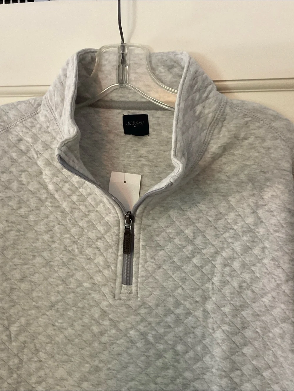J.Crew Quilted quarter-zip Sweatshirt Heather Slate Gray Men’s Large NWT Preppy